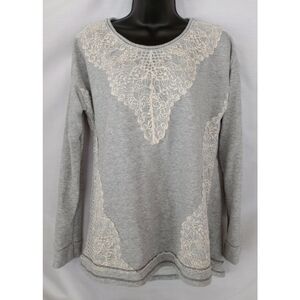 Rewind▪️Lace Crewneck Sweater in Grey